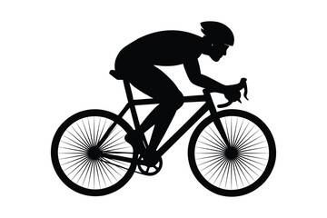 Silhouette of a cyclist pedaling intensely vector art illustration.eps