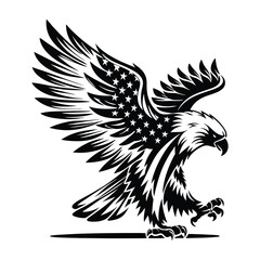 Patriotic Eagle Vector with American Flag Design
