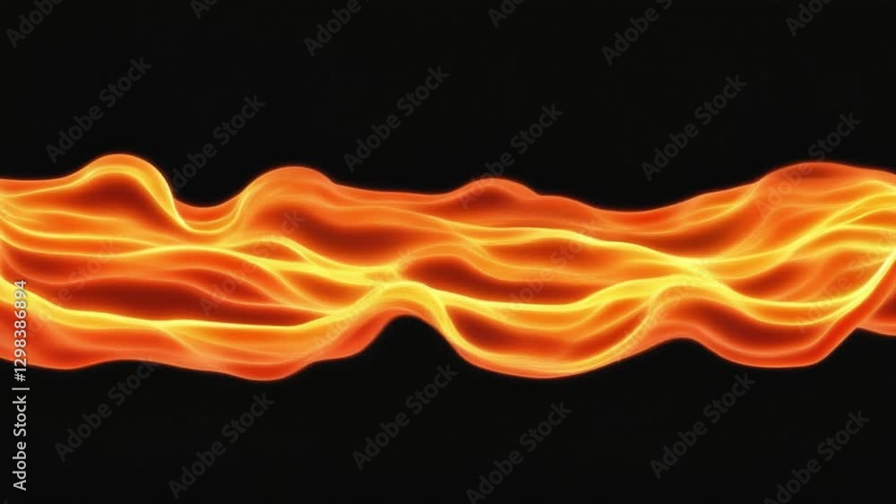 Poster abstract orange and red waves on dark background