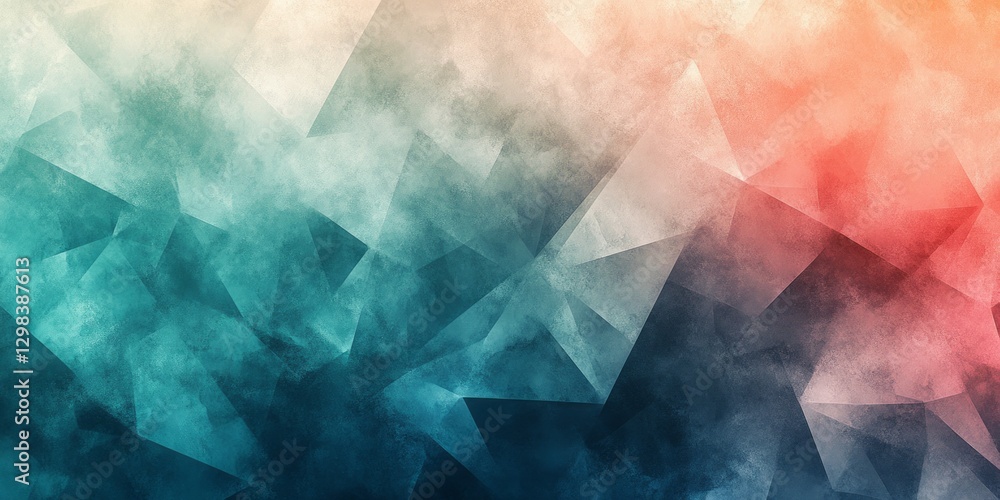 Poster abstract geometric background with teal and coral color gradient