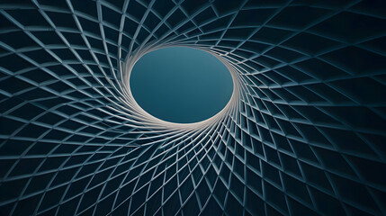 Abstract Geometric Tunnel Design With Blue And White Grids In A Futuristic Perspective