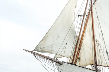 Obraz premium A large sailboat with white sails on the calm waters