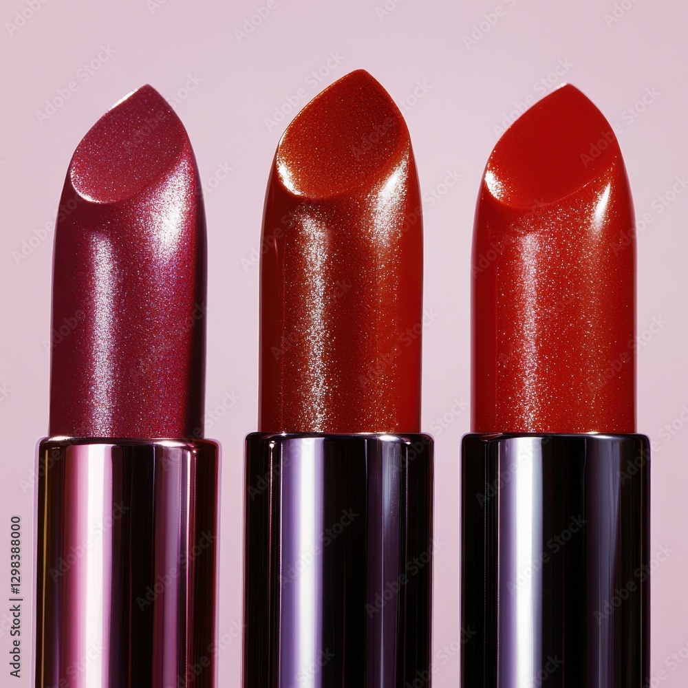 Aufkleber vibrant selection of lipsticks displayed against a soft pink backdrop showcasing various shades for 