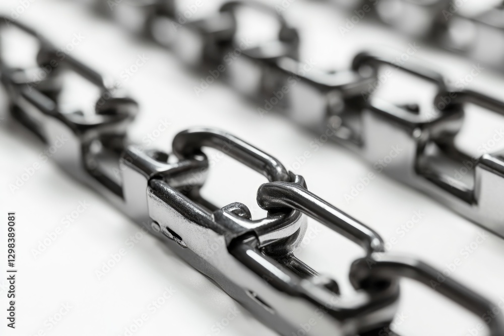 Poster a close-up view of multiple chain links