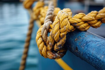 Fototapeta premium A close-up view of a rope on a boat