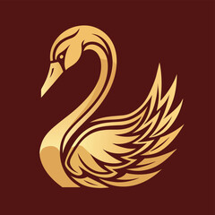 Obraz premium Elegant Golden Swan Logo on Maroon Background