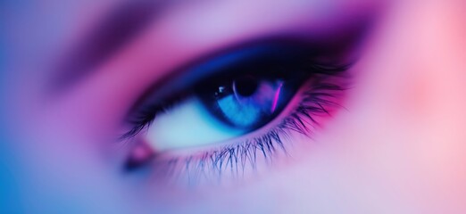 Mystical Gaze: A mesmerizing close-up of a human eye bathed in ethereal hues, inviting viewers into a world of introspection, mystery, and profound beauty. 