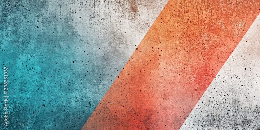 Poster abstract background with textured diagonal colored segments and speckled appearance