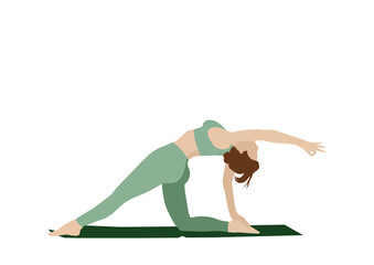 Yoga Pose Character Vector Illustration, woman doing yoga backbend floor pose healthy lifestyle exercise movement sport active dance stretching svg file body positivity hobby fitness gym transparent