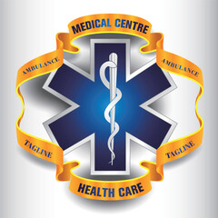 Medical Centre Badge. Professional Healthcare and Emergency Medical Services Emblem