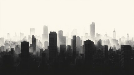 Fototapeta premium City Skyline Silhouette Misty Morning