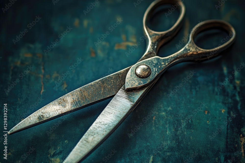Poster a close-up shot of scissors lying on a table