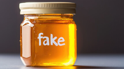 jar of honey labeled fake highlights concerns about honey fraud