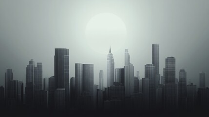 Fototapeta premium Cityscape Silhouette, Daytime, Urban View
