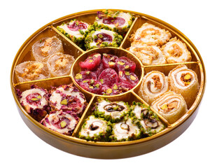 Sweet food Turkish delight, traditional food, assorted locum