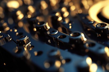 A detailed view of a keyboard with multiple buttons