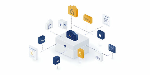 Data Security System 3D Illustration