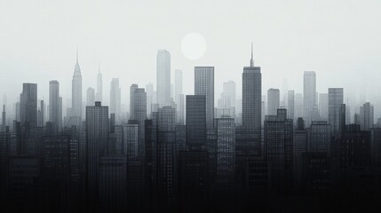 Fototapeta premium Gray Skyline Cityscape Dawn