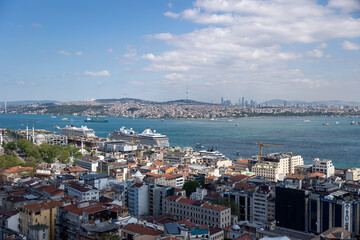 Obraz premium Top view city Istanbul mediterranean sea Turkish architecture May 05 2023 Turkiye Istanbul