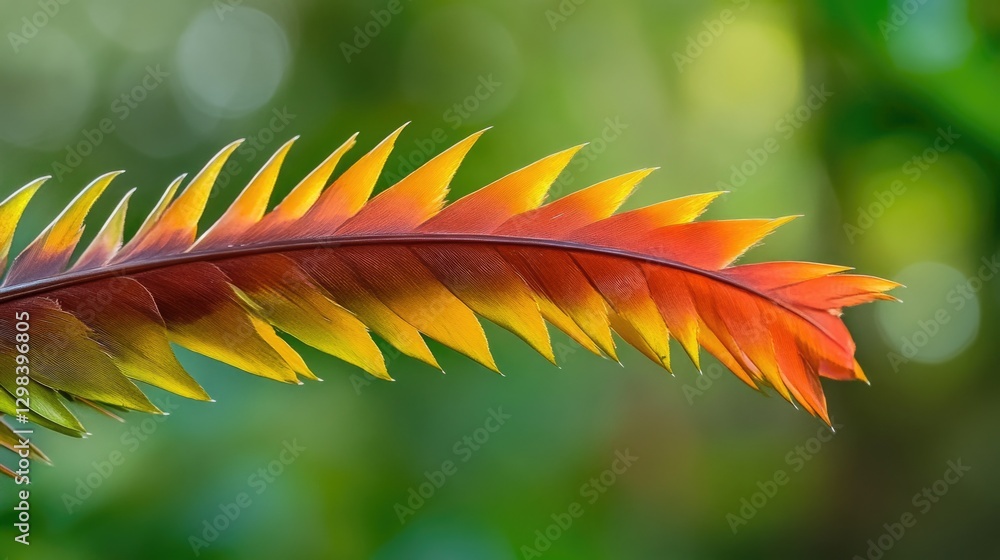 Poster a detailed view of a single leaf with a blurred out background