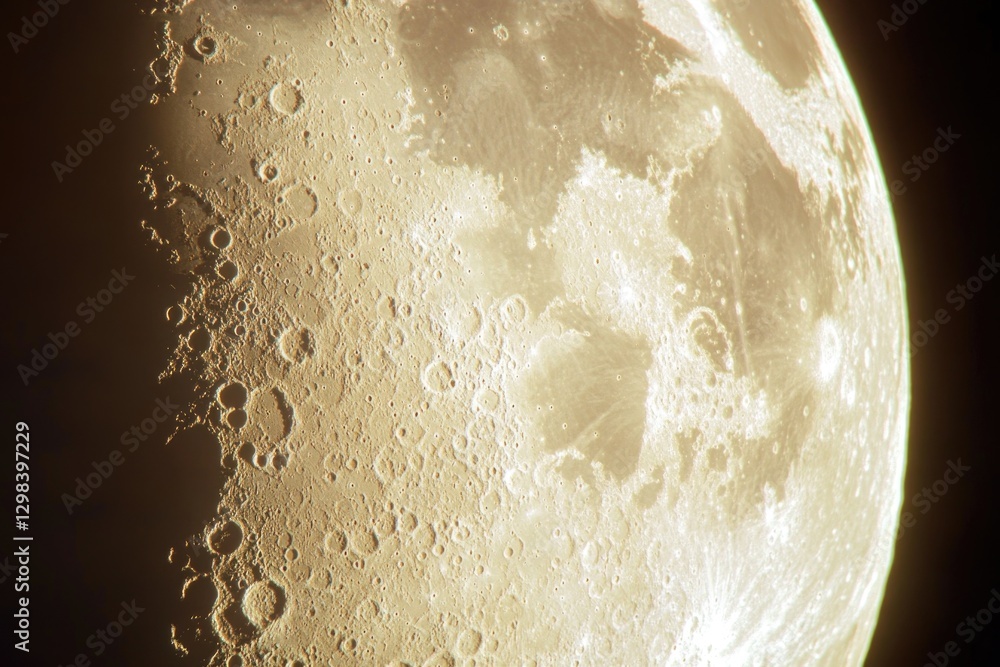 Aufkleber close-up image of the moon with a plane passing by, providing a sense of scale and perspective