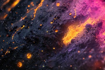 A detailed shot of a purple and yellow substance, possibly a natural dye or pigment