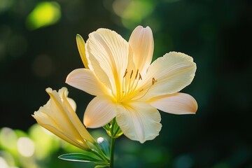 Fototapeta premium A detailed view of a blooming flower with a soft, blurred background