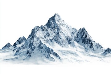 Obraz premium Majestic Snow Covered Mountain Peak - Serene winter landscape, symbolizing strength, resilience, adventure, purity, and aspiration. A breathtaking view of a snow-capped mountain range