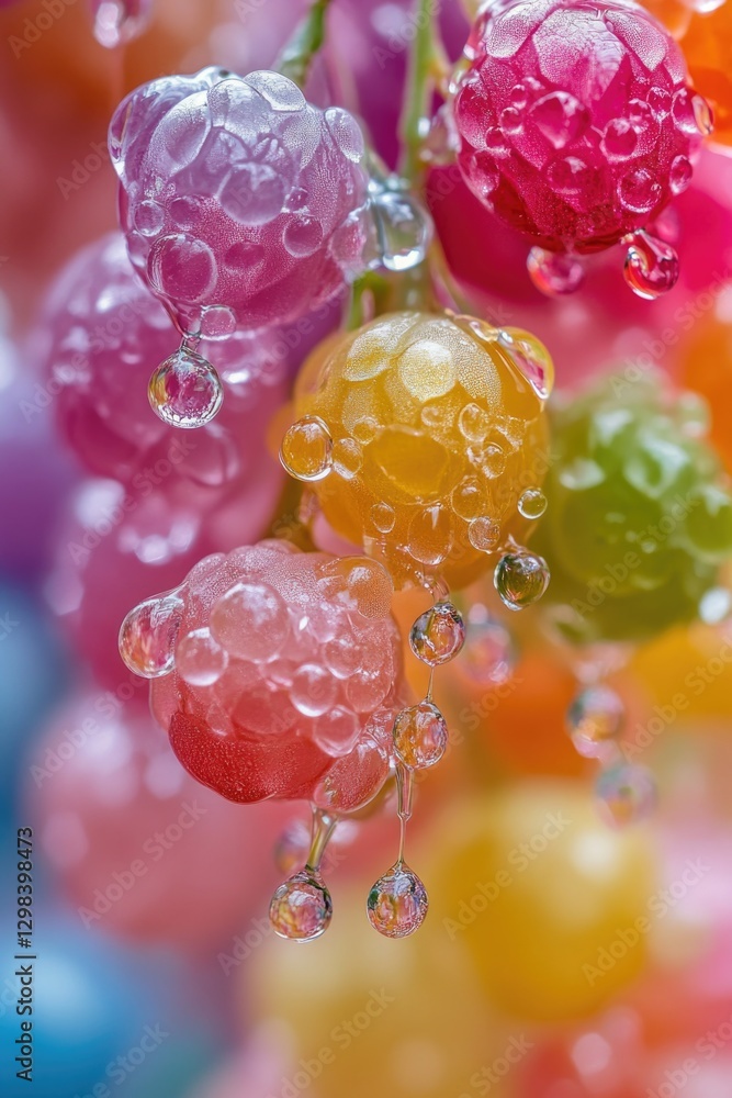 Poster a tree branch with colorful bubbles attached to it