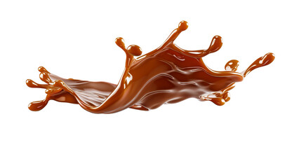 Fototapeta premium dark liquid Caramel sauce splash isolated on white background with clipping path cut-out, clipping path, transparent