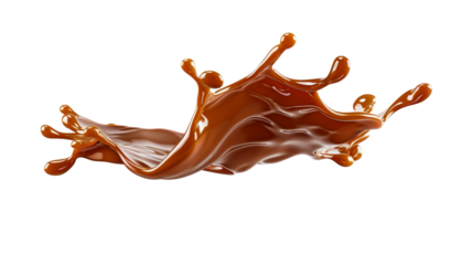 dark liquid Caramel sauce splash isolated on white background with clipping path cut-out, clipping path, transparent