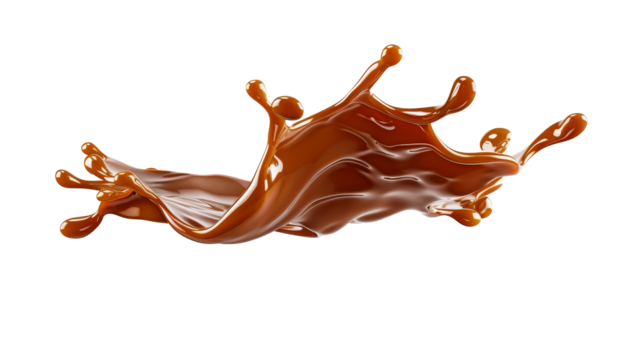 dark liquid Caramel sauce splash isolated on white background with clipping path cut-out, clipping path, transparent