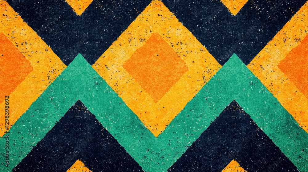 Poster colorful geometric pattern with diamonds and triangles on canvas