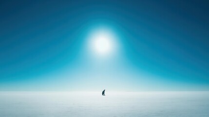 Fototapeta premium Solitary Sailboat on Vast Icy Landscape Under Bright Blue Sky
