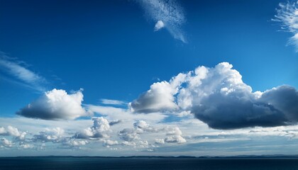 Obraz premium Blue sky with clouds over the horizon
