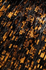 Abstract Golden Bricks Pattern Under a Deluge of White Streaks Art