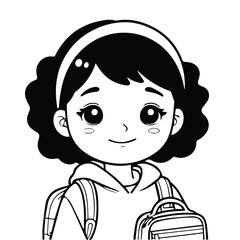 Obraz premium school girl doodle black avatar 