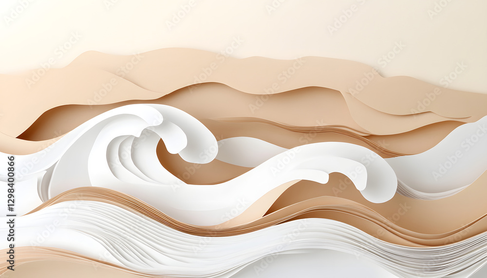 Aufkleber an artistic rendering of paper cutouts create a visually appealing illustration of stylized ocean wa
