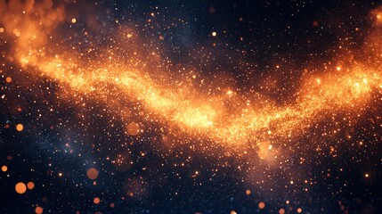 Golden Stardust Galaxy, cosmic swirl, dark space, bokeh background, design element
