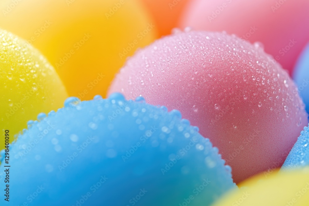 Poster close-up view of a group of colorful balls, great for highlighting details or adding texture to desi
