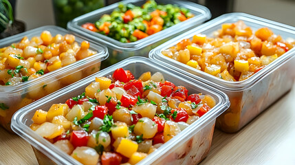 Obraz premium Prepared meals in containers, healthy food, meal prep