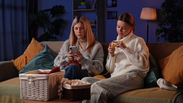 Inspiring Evening of Knitting and Connection Among Girlfriends at Home