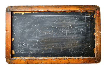 Chalkboard with Wooden Frame Isolated on Transparent Background