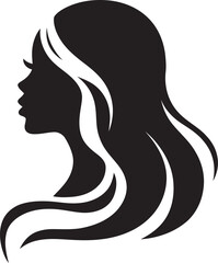 Elegant Women's Day Silhouette Vector | Celebrating Women on a White Background, woman with long hair