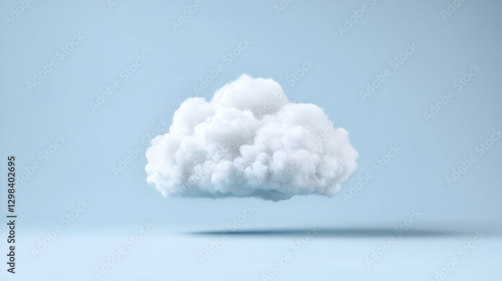 Poster white fluffy cloud floating against a light blue background representing calm and serenity