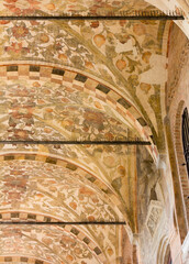 Frescoed ceiling of an exterior arcade of the Palazzo della Ragione in Padua, Italy