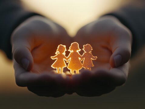 paper cut out figures in caring hands