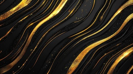 Elegant Gold and Black Abstract Wave Pattern Background Design