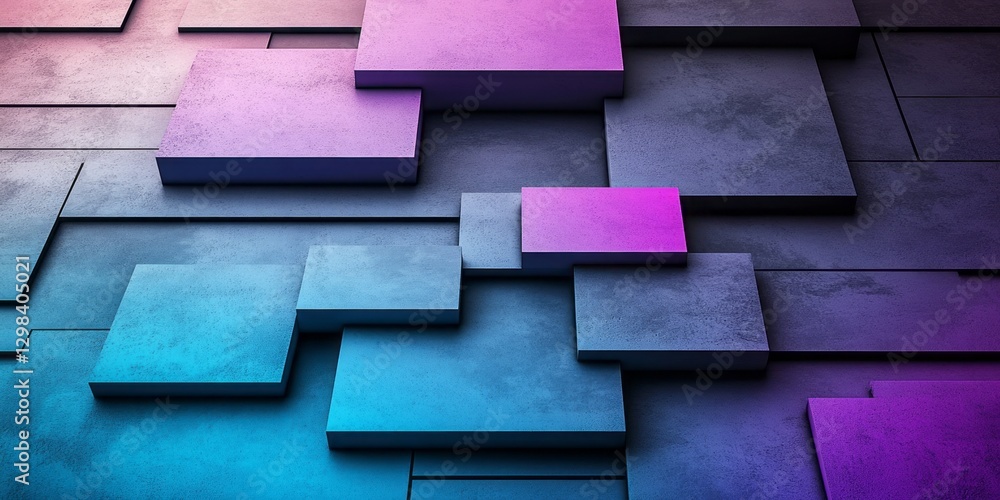 Poster abstract arrangement of textured concrete blocks with gradient lighting