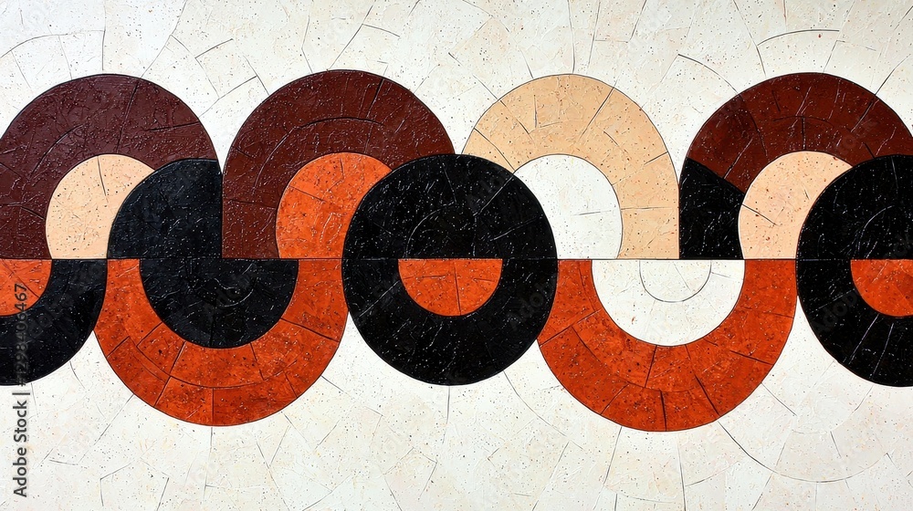Poster abstract art design featuring interlocking circular shapes in warm tones